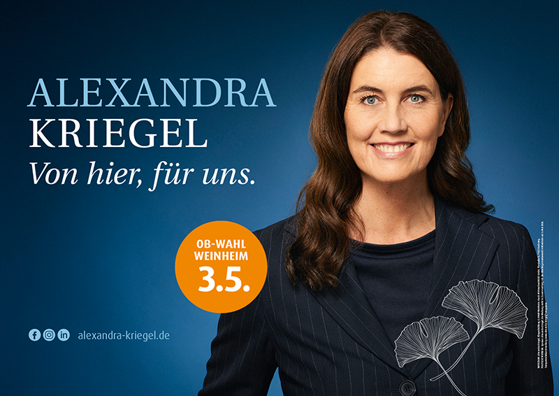 Bildmaterial zur Kampagne für Alexandra Kriegel zur OB-Wahl in Weinheim 2026