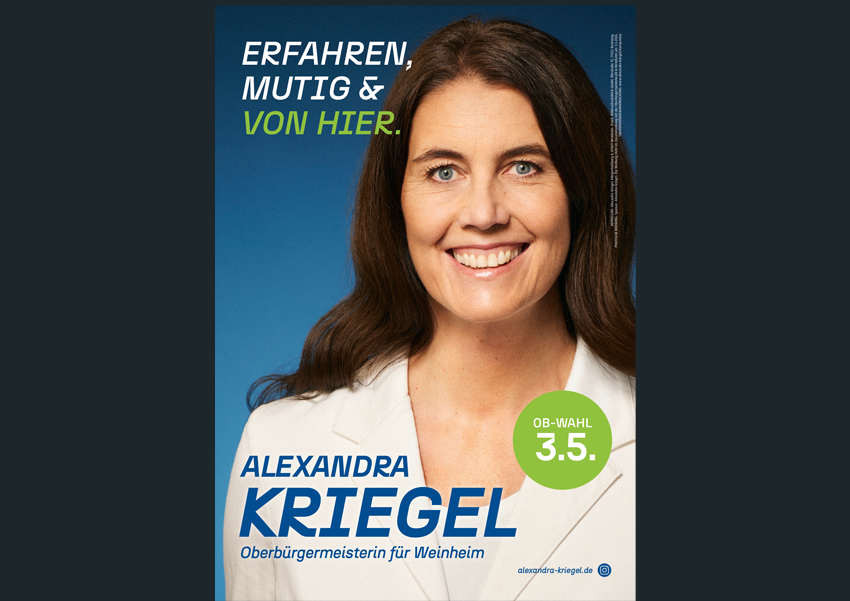 Bildmaterial zur Kampagne für Alexandra Kriegel zur OB-Wahl in Weinheim 2026
